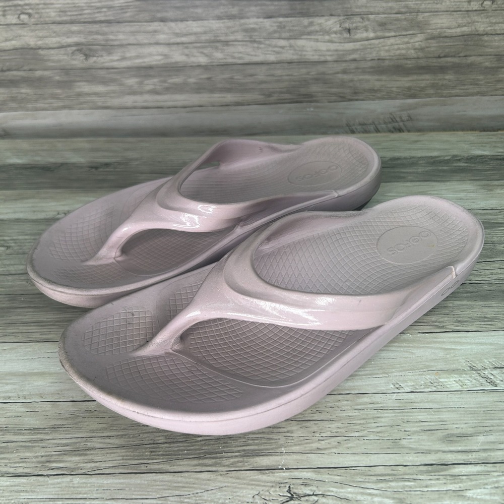 OOFOS OOlala Luxe Recovery Sandals Purple Thong Womens 11